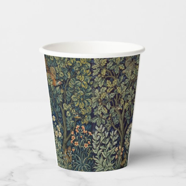 Gobelets En Papier Faisan d'arbre boisé William Morris (Recto)