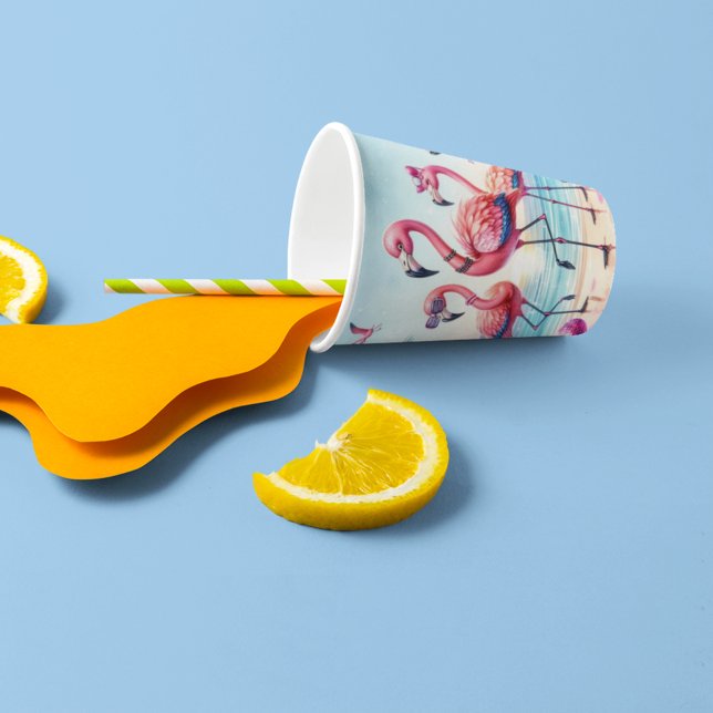 Gobelets En Papier Faisons la fête à la plage Flamingle (Créateur téléchargé)