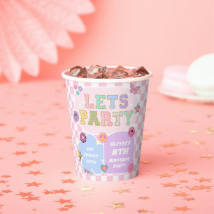 Gobelets En Papier Faisons la fête Preppy Varsity Patch Anniversaire