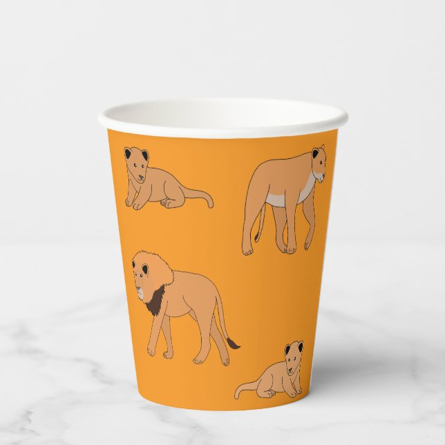 Gobelets En Papier Famille Lion (Verso)
