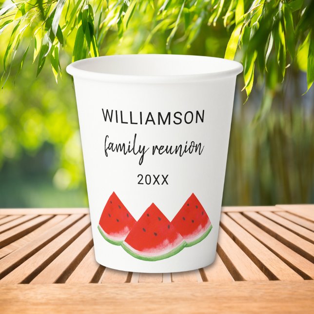 Gobelets En Papier Famille personnalisée Réunion Rouge Watermelon (Créateur téléchargé)