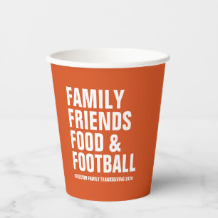 Gobelets En Papier Familles amis nourriture football orange Thanksgiv