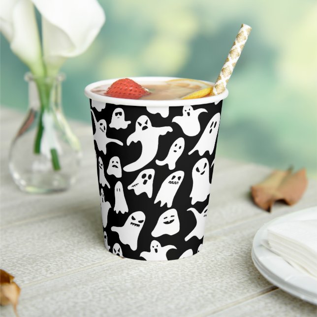 Gobelets En Papier Fantôme effrayant Halloween noir (Insitu)