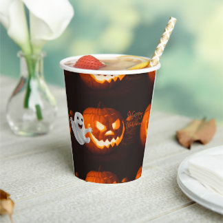 Gobelets En Papier Fantôme Mignon et Effrayant Halloween