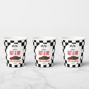 Gobelets En Papier Fast & Five Red Flame Race Car 5e fête d'anniversa