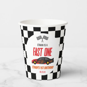 Gobelets En Papier Fast One Red Flame Race Voiture 1er anniversaire f