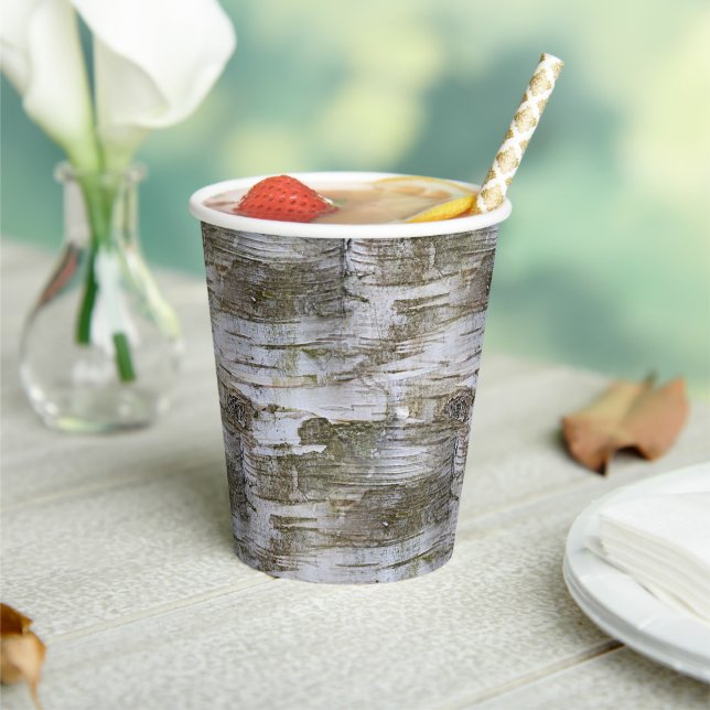 Gobelets En Papier Faux Birch Tree Bark Texture Look Papier Motif Cu (Insitu)