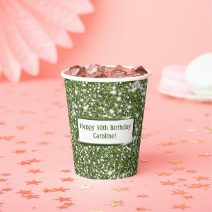 Gobelets En Papier Faux Green Parties scintillant Texture Look Avec T