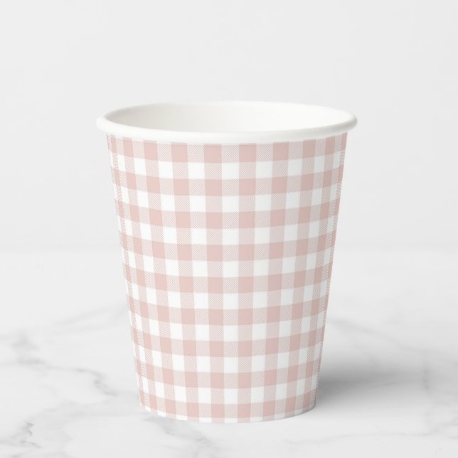 Gobelets En Papier Faye et Lauren Blush Plaid (Recto)