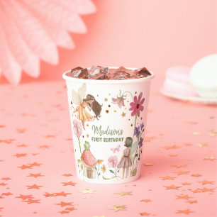 Gobelets En Papier Fée Anniversaire Enchanted Forest Girl 1er Annive