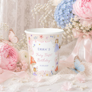 Gobelets En Papier Fée Fleur Sauvage Fantaisiste Premier 1er Annivers