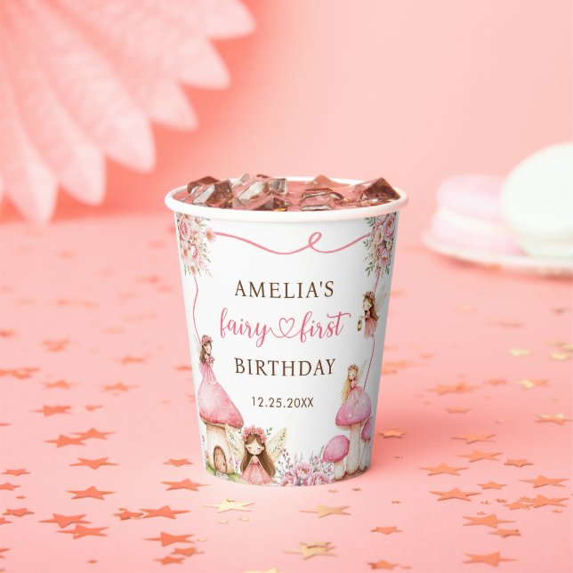 Gobelets En Papier Fées Fleurs Filles 1er Anniversaire (Insitu)