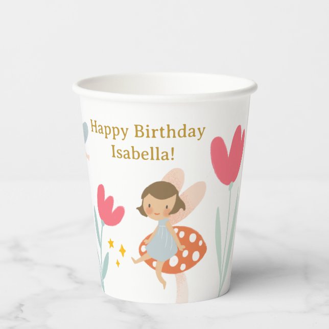 Gobelets En Papier Fées magiques fête d'anniversaire (Verso)