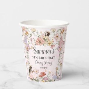 Gobelets En Papier Fées Whimsical Anniversaire Fleur Jardin prairie