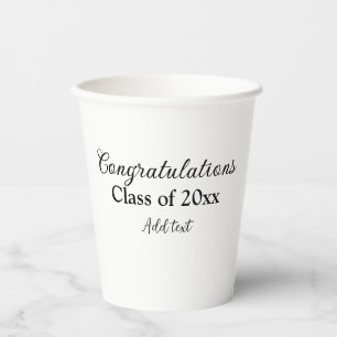 Gobelets En Papier Félicitations de graduation simples clas d'ajout m