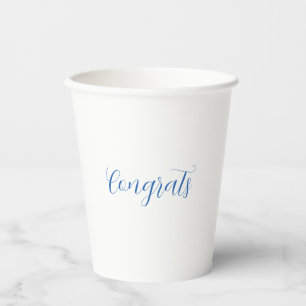 Gobelets En Papier félicitations nom bleu stylé date diplôme année