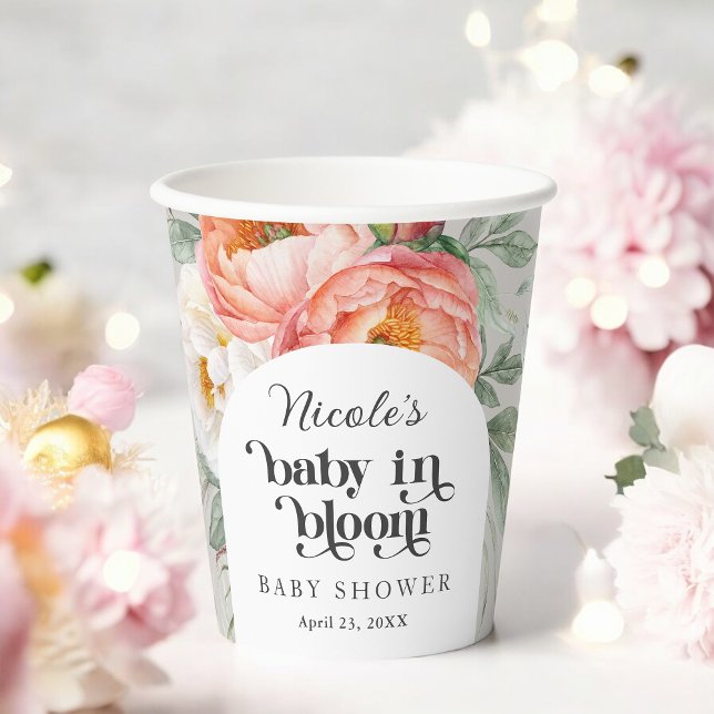 Gobelets En Papier Feminine Floral Baby in Bloom Baby shower (Great for hot or cold beverages!)
