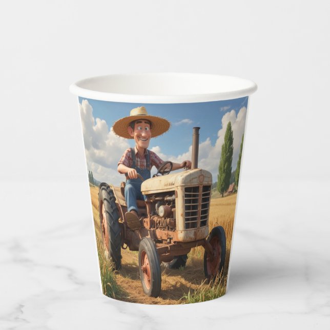 Gobelets En Papier Fermier sur tracteur (Recto)