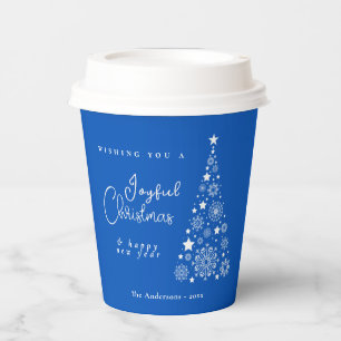 Gobelets En Papier Festif Arbre de Noël bleu