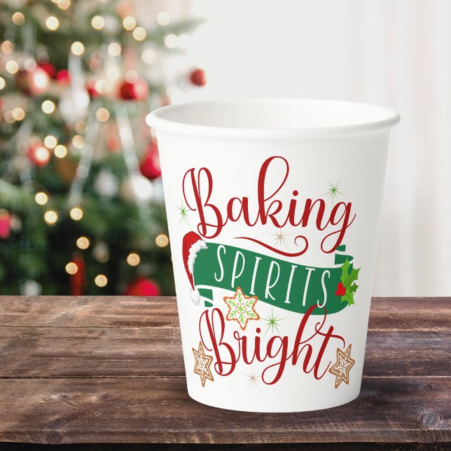 Gobelets En Papier Festif Baking Spirits Bright Christmas (Festive Baking Spirits Bright Christmas Paper Cups)