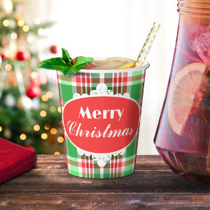 Gobelets En Papier Festif personnalisé Rouge Vert blanc Noël