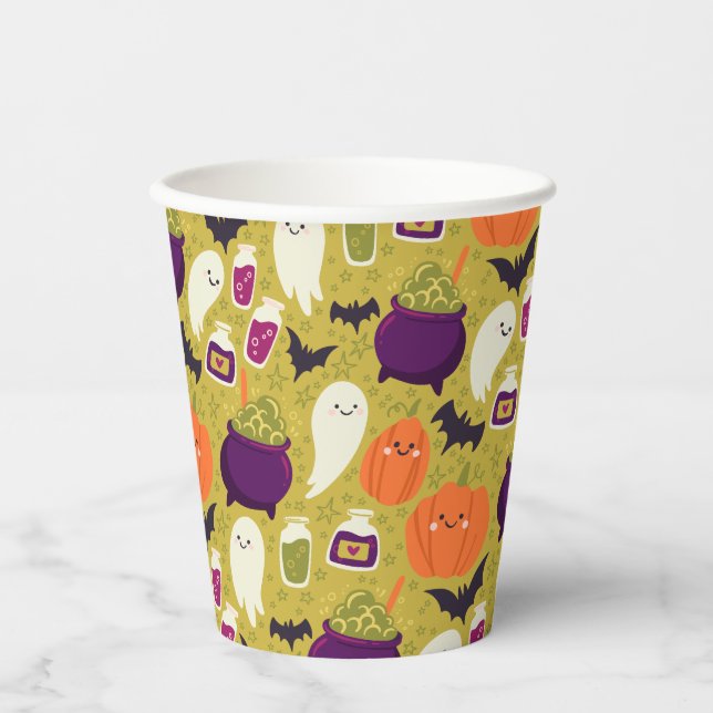 Gobelets En Papier Festin Halloween Tasses jetables pour la fête des  (Recto)