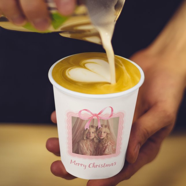 Gobelets En Papier Festive Pink Bow Family Photo Paper Cup (Créateur téléchargé)