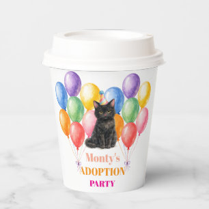 Gobelets En Papier Fête d'adoption Jour de prise Chat noir Animal de