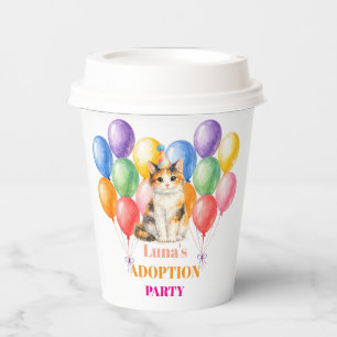 Gobelets En Papier Fête d'adoption Jour de surprise Chat calico Anima