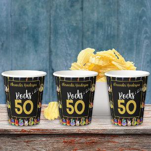 Gobelets En Papier Fête d'anniversaire 50 ans Guitare Rock Personnali