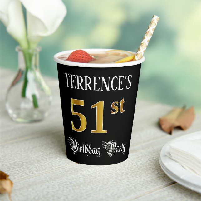 Gobelets En Papier Fête d'anniversaire 51 ans — Écriture fantaisie, a (Insitu)