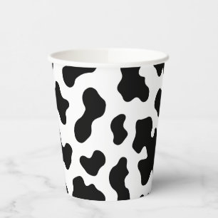 Gobelets En Papier Fête d'anniversaire à imprimé cuir de vache noir e