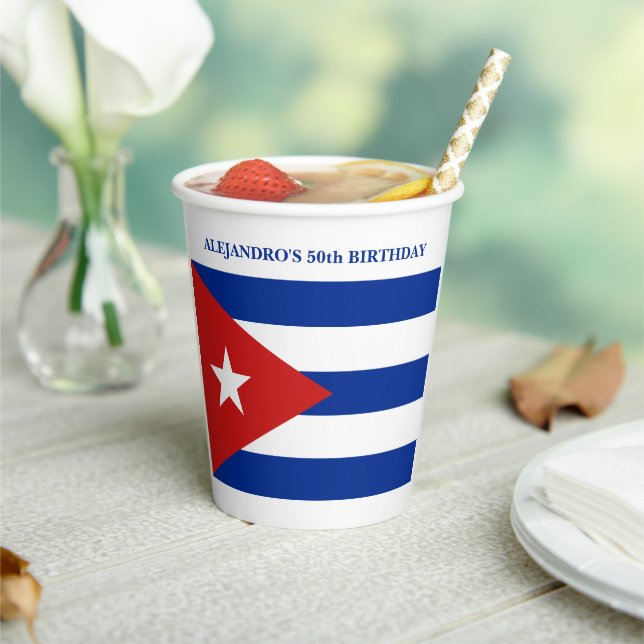 Gobelets En Papier Fête d'anniversaire avec drapeau cubain (Insitu)