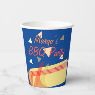 Gobelets En Papier Fête d'anniversaire BBQ grillades Hotdog Bleu