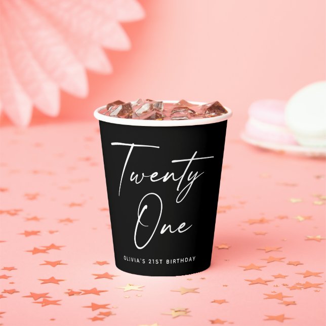 Gobelets En Papier Fête d'anniversaire Black Twenty One | Moderne 21e (Insitu)
