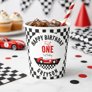 Gobelets En Papier Fête d'anniversaire de 1 an Fast One voiture de co