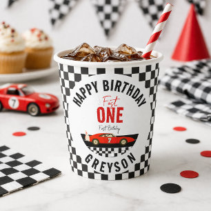 Gobelets En Papier Fête d'anniversaire de 1 an Fast One voiture de co