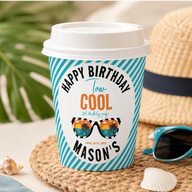 Gobelets En Papier Fête d'anniversaire de 2 ans de Two Cool Boy (Two Cool Boy 2nd Birthday Party Paper Cups)