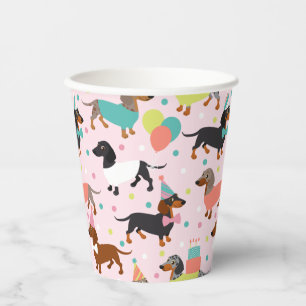 Gobelets En Papier Fête d'anniversaire de Dachshund