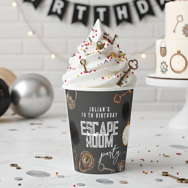 Gobelets En Papier Fête d'anniversaire de la chambre d'évasion (Créateur téléchargé)