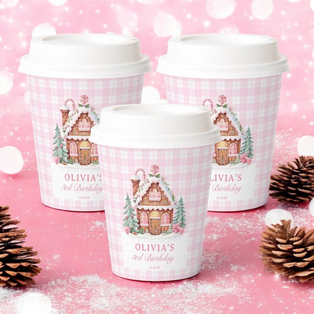 Gobelets En Papier Fête d'anniversaire de la maison de pain d'épices (Créateur téléchargé)