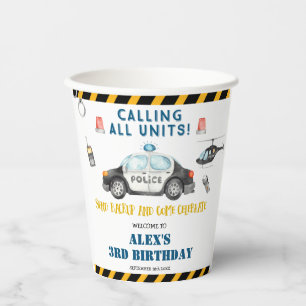 Gobelets En Papier Fête d'anniversaire de la police de l'enfant
