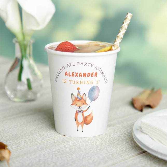 Gobelets En Papier Fête d'anniversaire de Little Fox (Insitu)