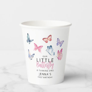Gobelets En Papier Fête d'anniversaire de notre petit papillon
