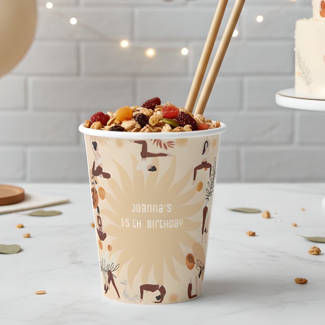 Gobelets En Papier Fête d'anniversaire de Yoga (Créateur téléchargé)