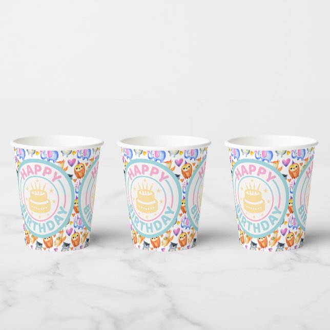 Gobelets En Papier Fête d'anniversaire d'enfants Animaux (Multi)