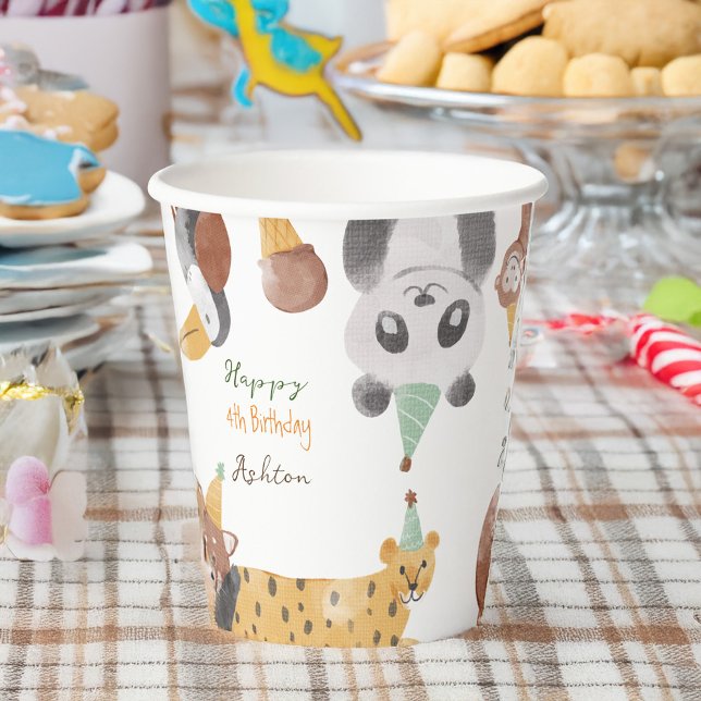 Gobelets En Papier Fête d'anniversaire des animaux nom personnalisé (Party animals birthday party personalized name paper cups)