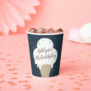 Gobelets En Papier Fête d'anniversaire des enfants Cône de glace bleu