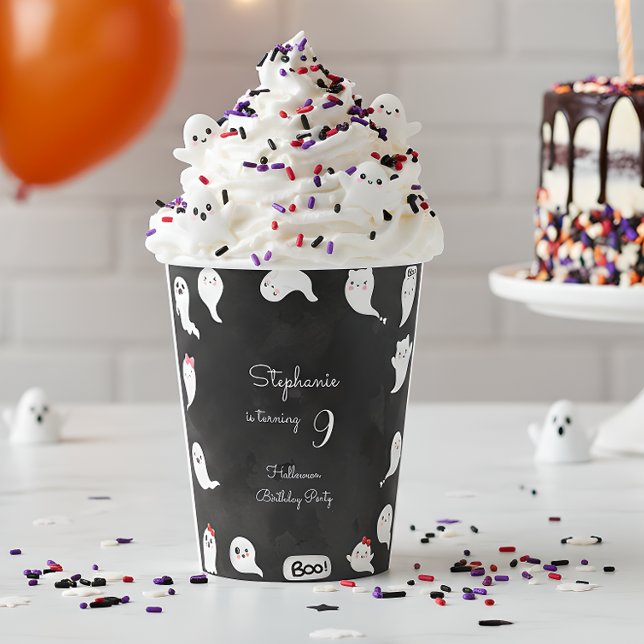 Gobelets En Papier Fête d'anniversaire d'Halloween mignonne fantômes  (Créateur téléchargé)