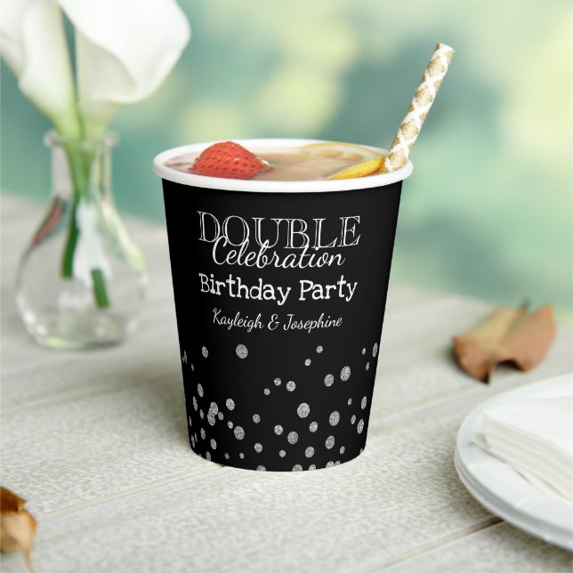 Gobelets En Papier Fête d'anniversaire Double Célébration Noir & Arge (Insitu)